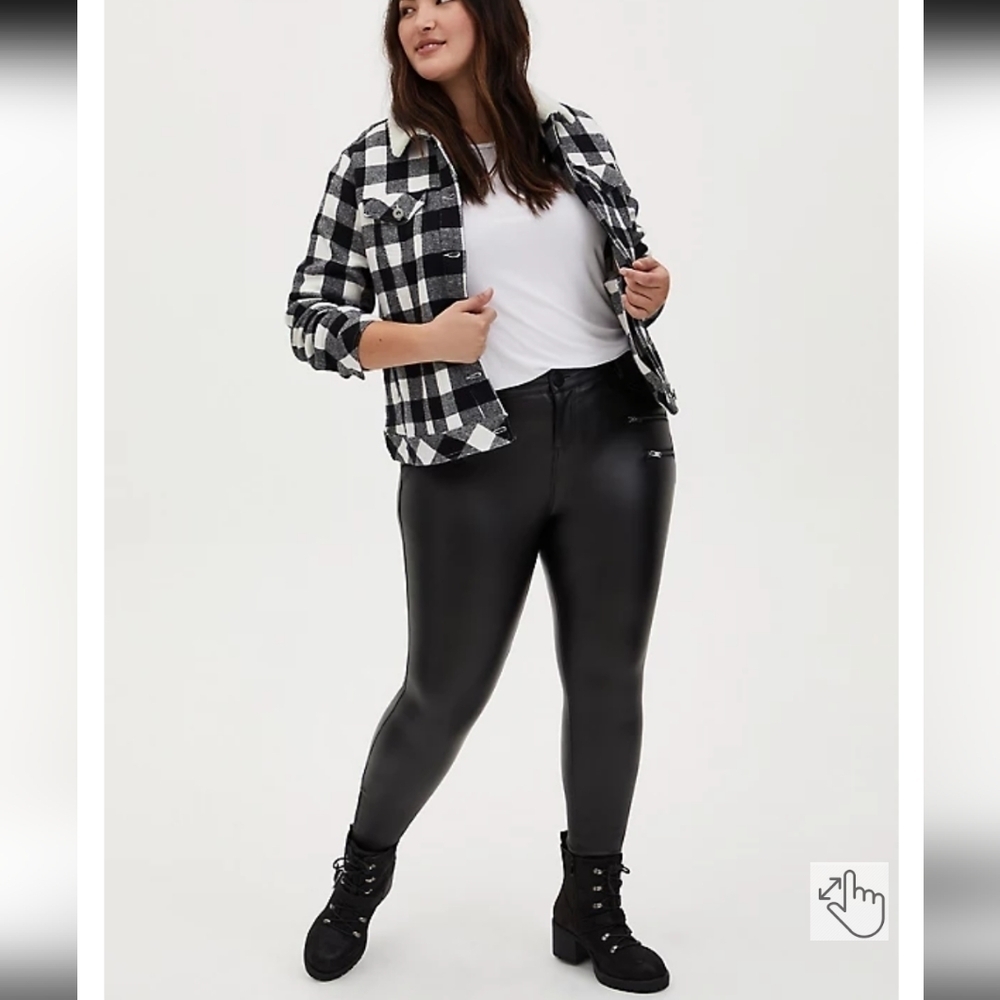 Torrid Black Coated Ponte Multizip Skinny Pant